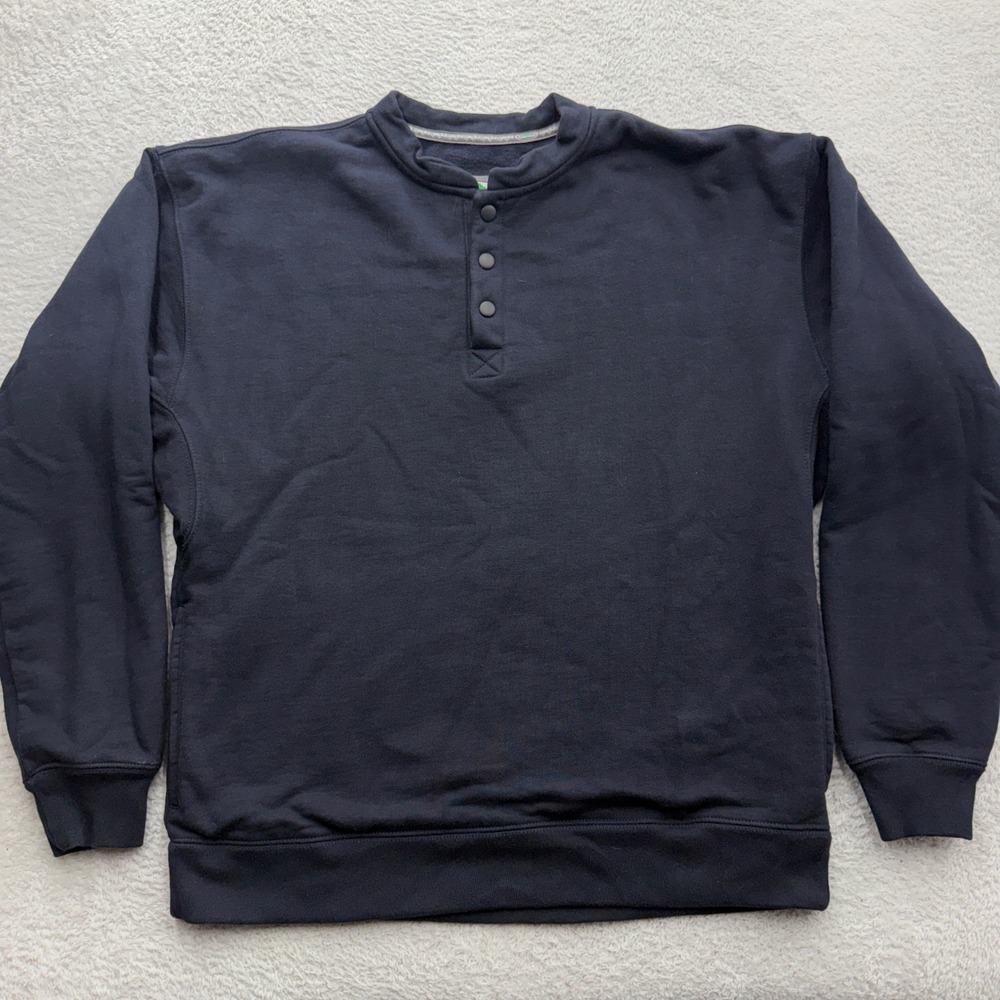 Arborwear Mens Navy Blue Henley Snap Fleece Sweatshirt Size M Tree Climbers Gear